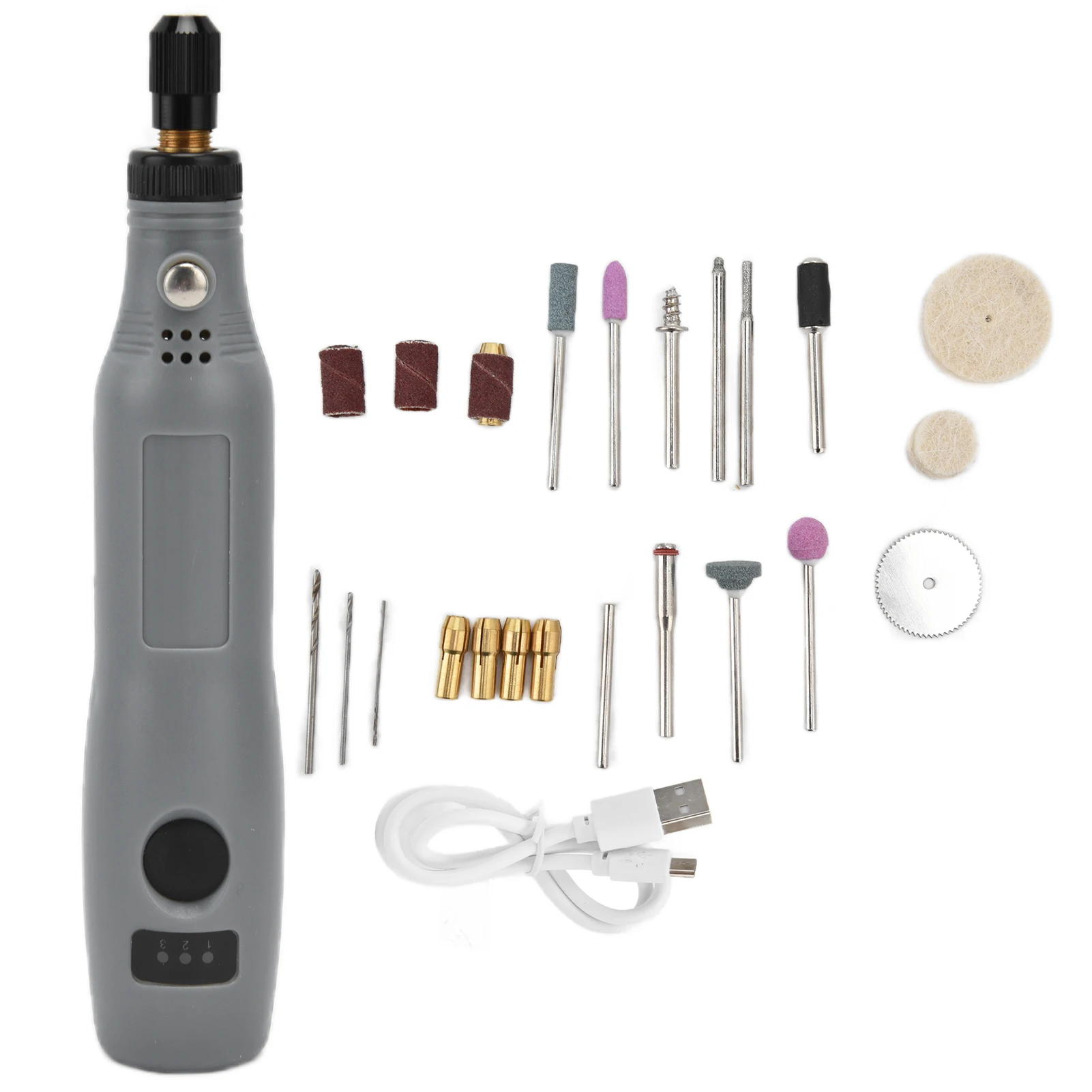 

Engraving Tool Kit Lightweight DC5V Drill Kit Low Voltage USB 3‑Speed for Trimming for Cutting for Polishing