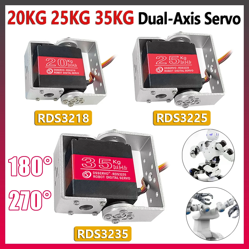 

RDS3218 RDS3225 RDS3235 20 кг/25 кг/35 кг двухосевой цифровой сервопривод высокоскоростной крутящий момент 180 ° /270 ° Запчасти для радиоуправляемого автомобиля, дрона, робота, сделанные своими руками