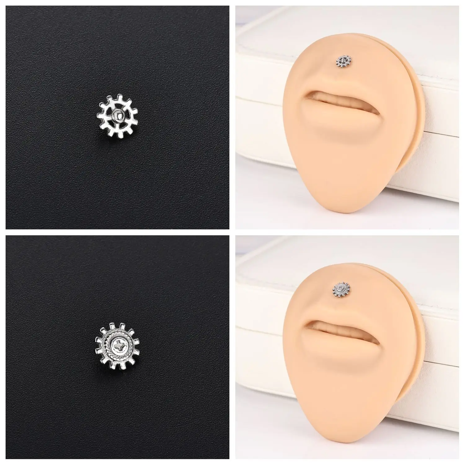 ZS 1PC Stainless Steel Microdermal Piercings Flat Crystal Anchor Top Skin Diver Surface Tragus Piercing Body Jewelry 18G/16G