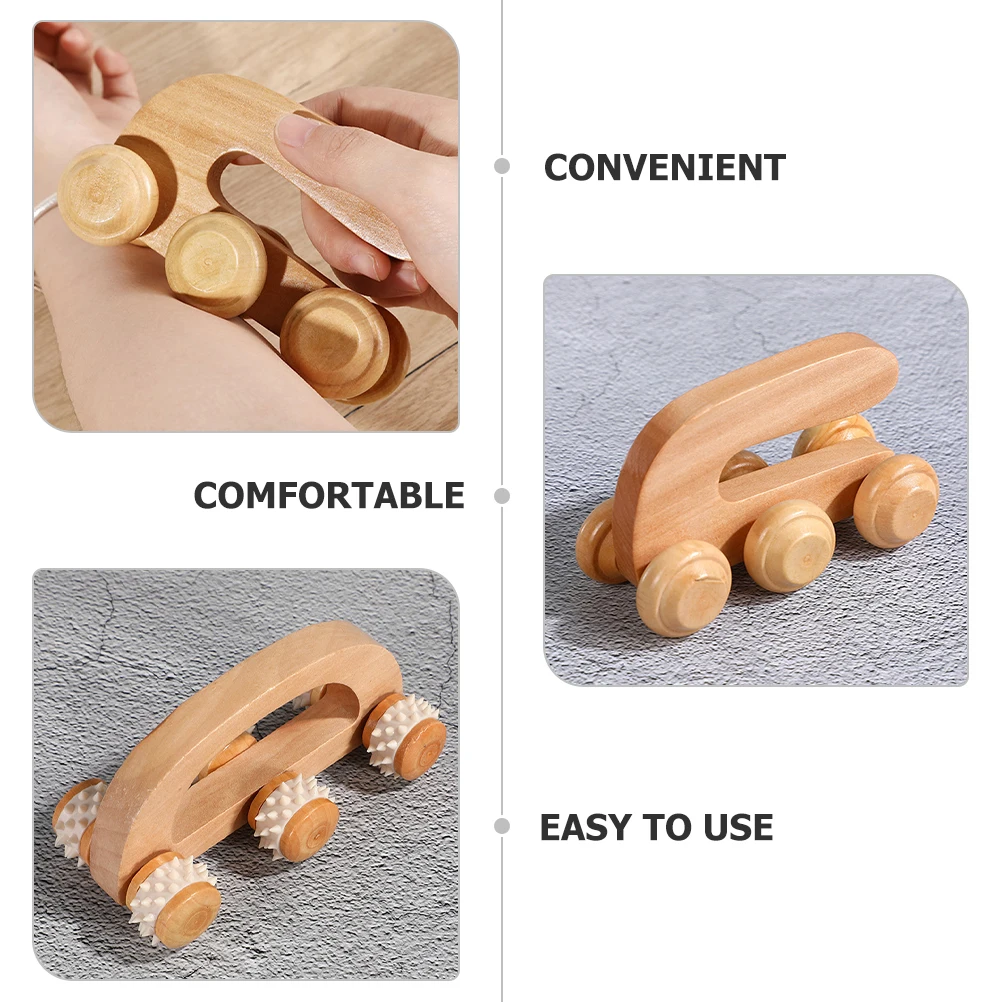 

2 Pcs Wooden Massage Roller Foot Shoulder Neck Waist Relaxing Tool Rolling Massager Balls Acupoint Daily Use Back Hammer