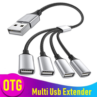 USB Splitter Adapter Cable 1 in 3 Out 4 Port OTG Convertor Type C Extension Power Data for Laptop Keyboard Game Controller Mouse