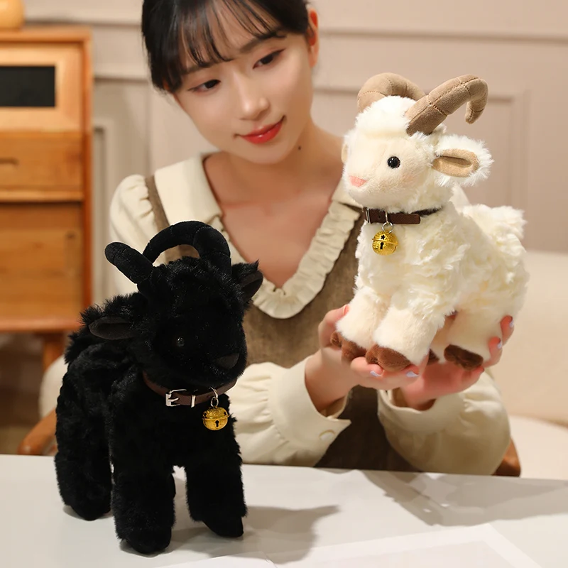 Fluffy Goat Plush White Beige Color Choices 21 To 45cm Soft Animal Doll for Sofa Cuddle Companion Gift Collection Display