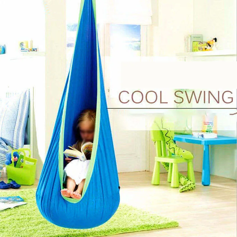 Child Hanging Hammock Chair With Inflatable Cushion Kid Swing Seat Portable Parachute Cloth Swing Bed For Outdoor Garden Tool