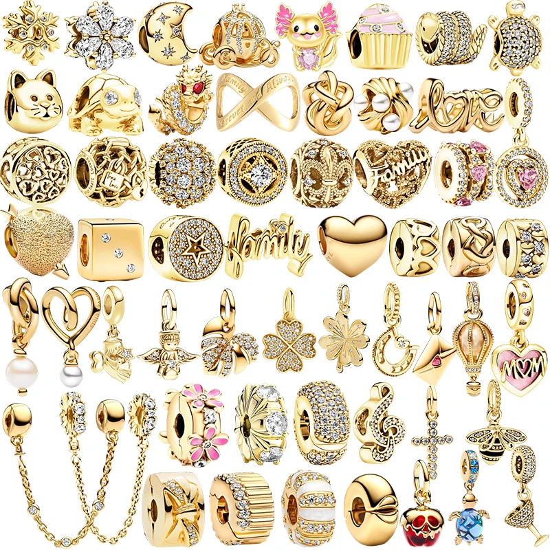 

Новые искрящиеся позолоченные подвесные бусины, подвеска, оригинальный серебряный браслет в виде змеи, ожерелье, бусины для ювелирных изделий своими руками, женский подарок