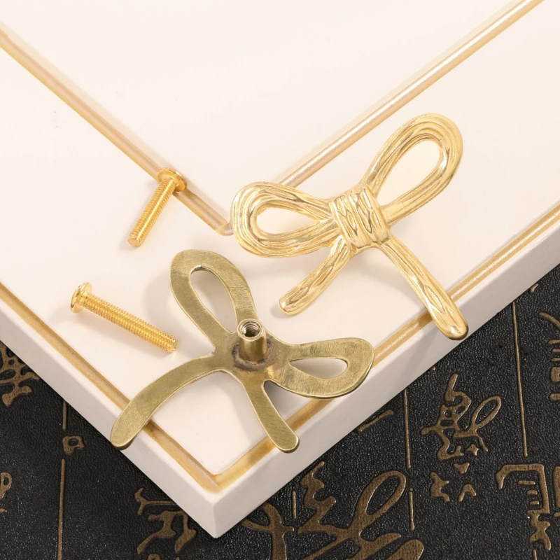 Bow Knobs   Brass Furniture Bowknot Handles and Knobs for Kitchen Cabinet Handle Drawer Pulls Home Decor Hardware