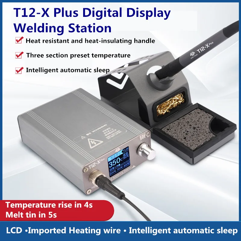 Estação de solda oss T12-X plus, ferro de solda eletrônico com pontas t12 para reparo pcb, placa de telefone móvel, ferramentas de reparo de soldagem