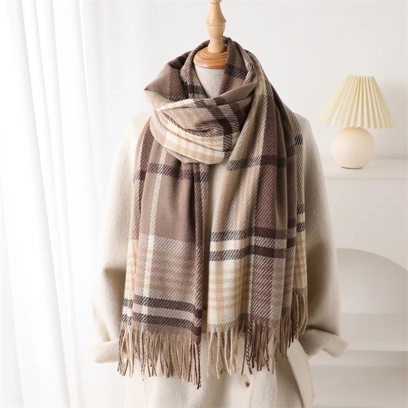 

Новинка 2024, мужской и женский зимний шарф, теплая утолщенная кашемировая шаль, уличная мода, роскошные женские шарфы из пашмины с кисточками, ветрозащитные шарфы