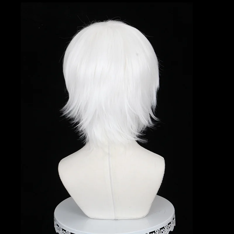 Xiu Dan Parrucca cosplay universale per capelli corti in stile giapponese Anime Frangia bianca pura con cornice per il viso Stile Ma-Nyan 013B