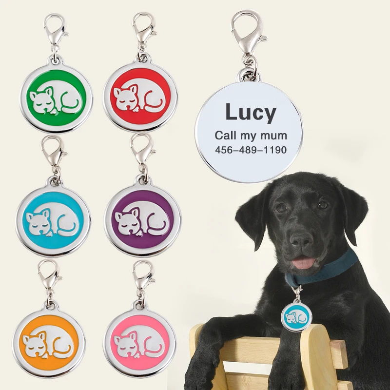 

Dog ID Tag Personalized Pet Cat Collar Accessories Custom Engraved LOGO Name Products Anti-lost Pendant Metal Keyring