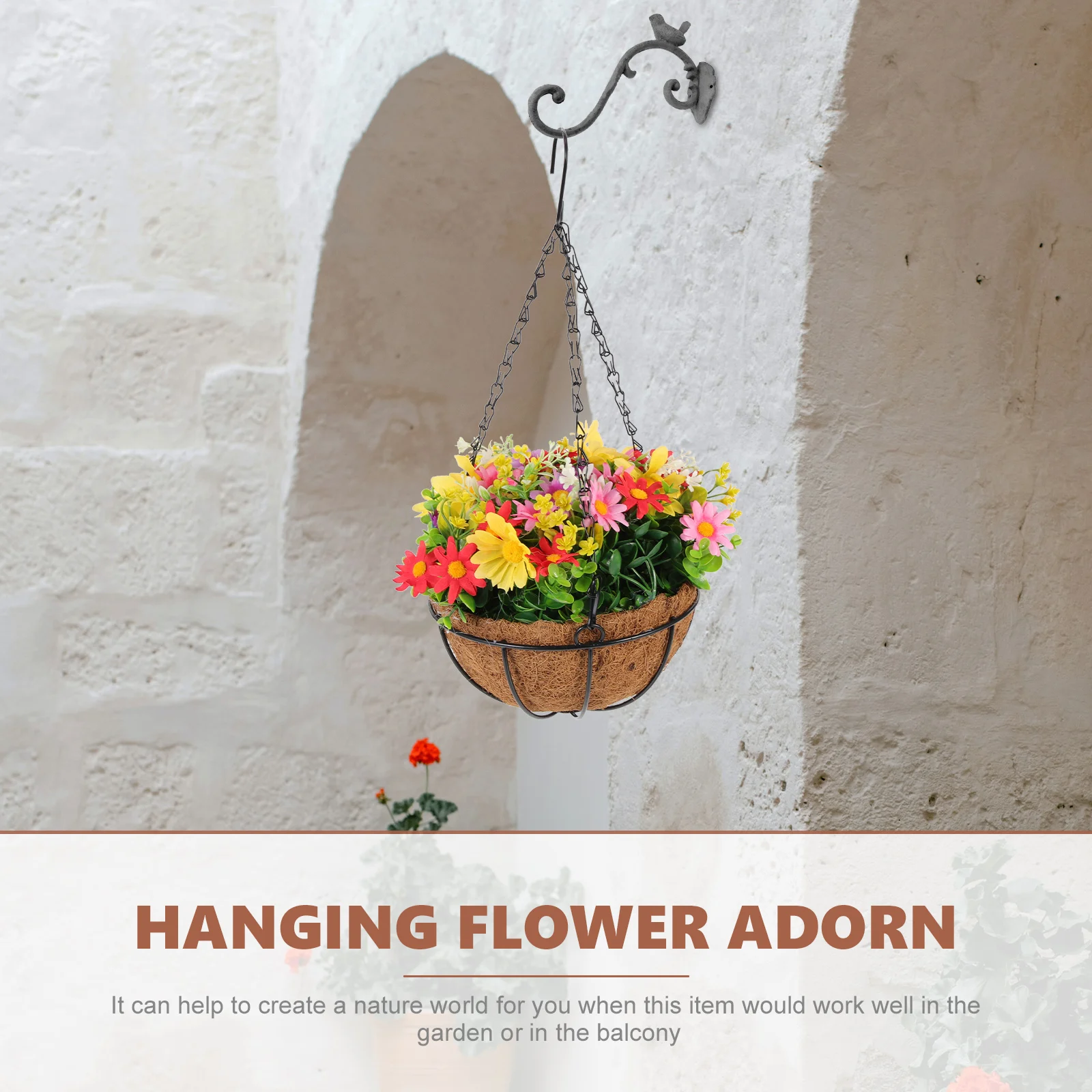 

Premium Coconut Palm Flower Baskets Artificial Hanging Garden Decor Outdoor Indoor Wedding Yard Balcony Plant Basket