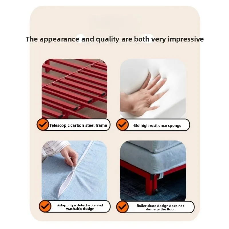 Small apartment folding dual-purpose sofa bed, multi-functional telescopic pull-out bed