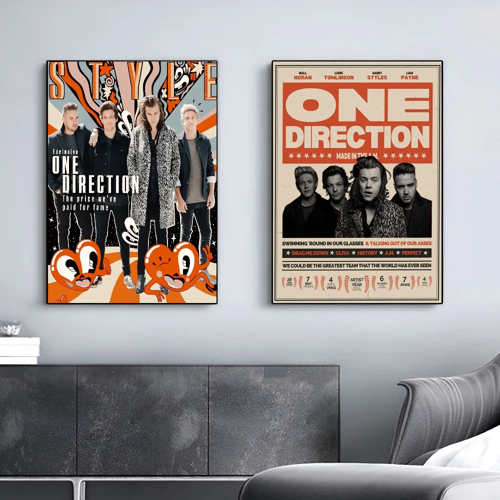 1PC Singer One Direction Poster Self-adhesive Art Waterproof Paper Sticker Coffee House Bar Room Wall Decor