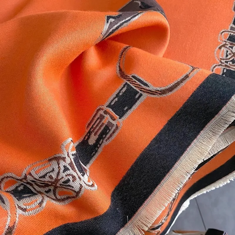 الرجعية رايدر الحصان تقليد الكشمير وشاح للجنسين على الوجهين سميكة يندبروف الرقبة أدفأ ملحق أنيق للرجال والنساء #6