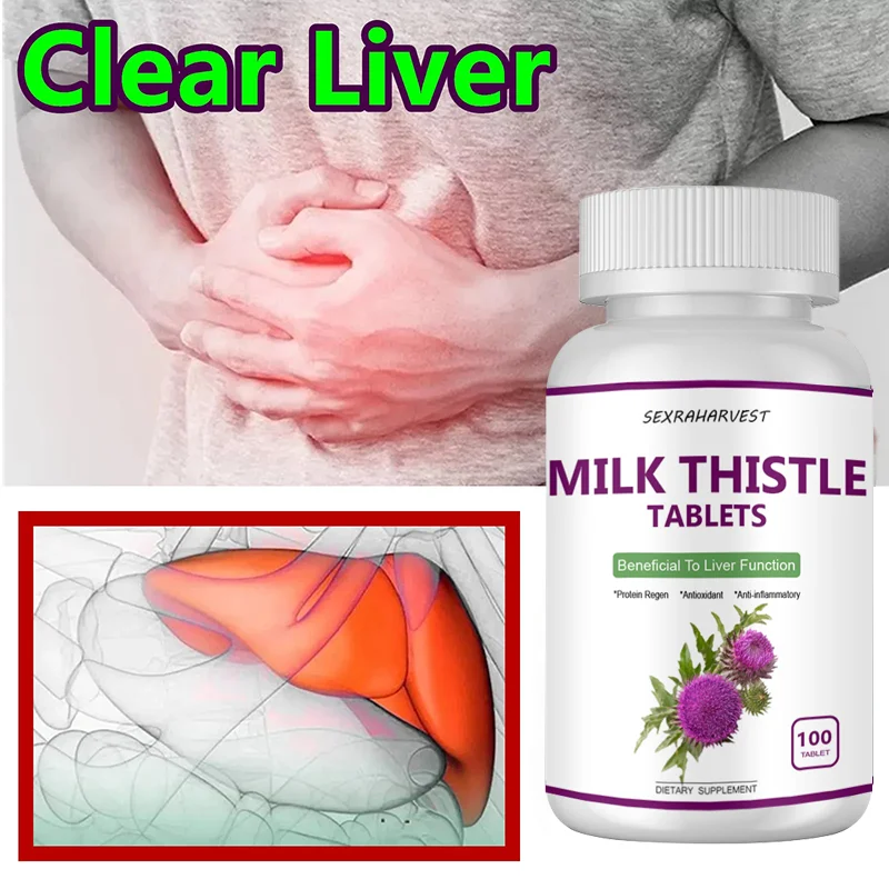 Natural Milk Thistle Capsules Liver Nourish Supplement Liver Protect Tablet Relieve Liver Cirrhosis Support Liver Detoxification