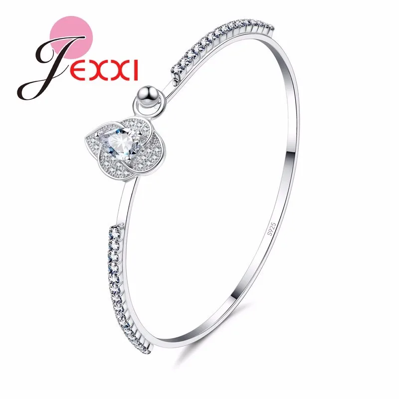 New Fashion Jewelry Transparent Water Drops 925 Sterling Silver Bracelet Bangles For Women Multiple Heart Stacks Gifts Wholesale