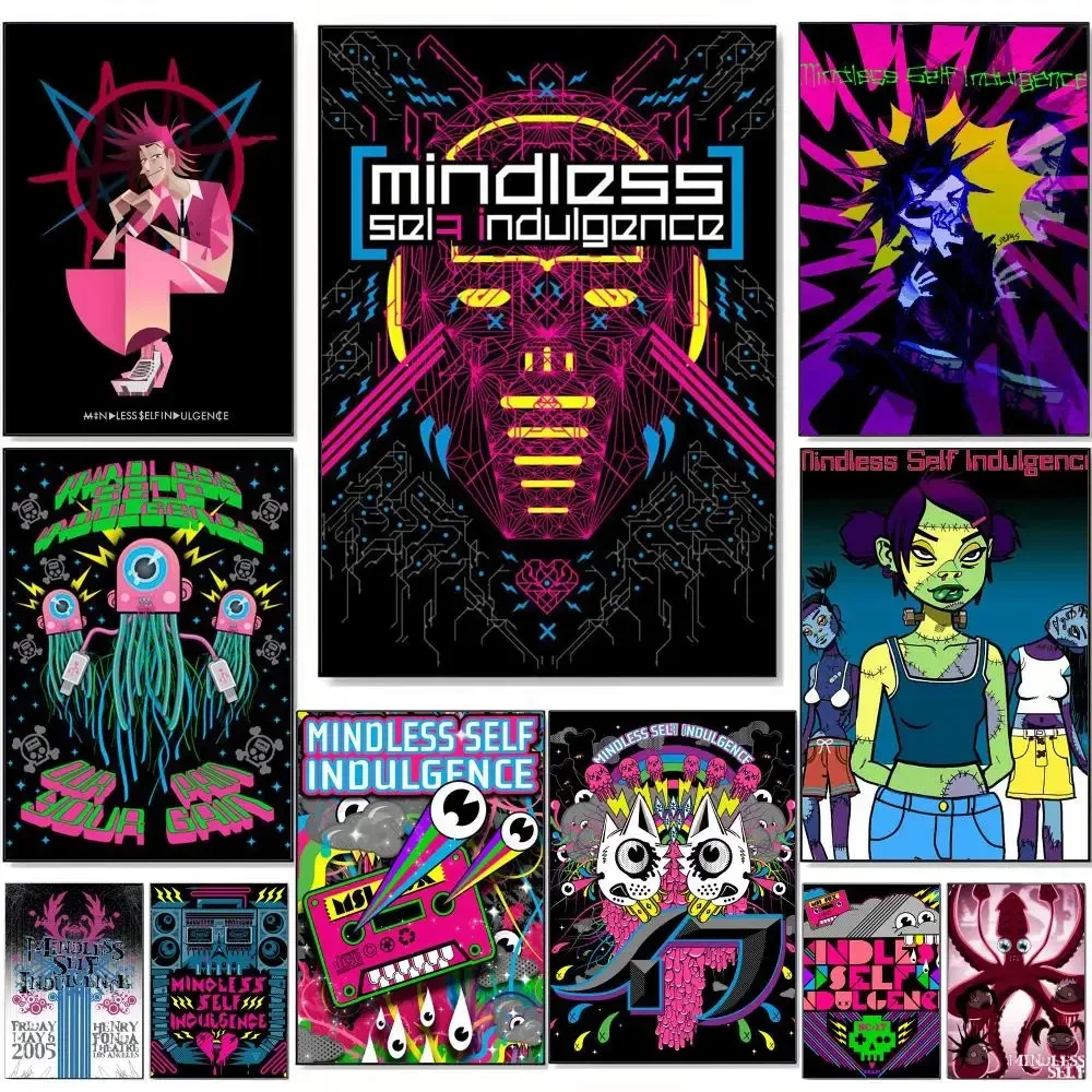 Band M-Mindless S-Self I-Indulgence Painting  Self Adhesive Art Prints for Bedroom Living Room Wall Decor Home Decoration Gift