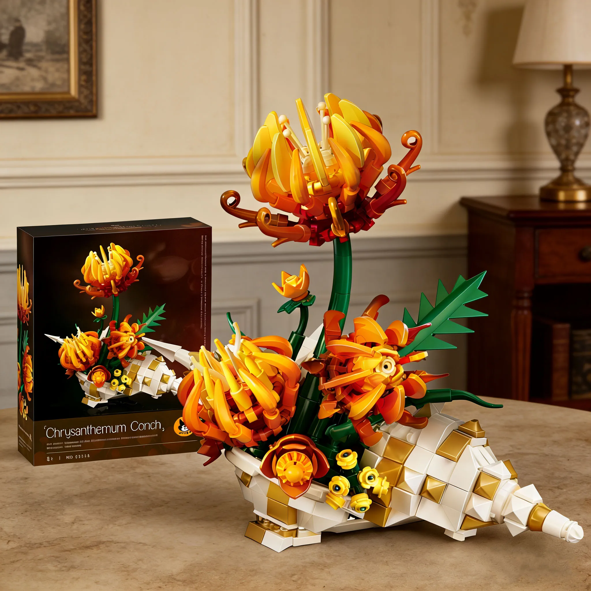 

Chrysanthemum Conch MOC Building Blocks Desktop Decor Potted Plant Orchid Bricks Model Flower DIY Building Toys Kids Adult Gifts