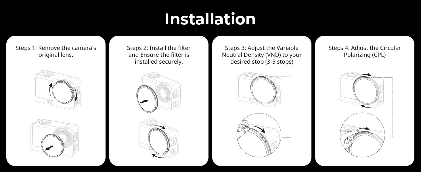 SmallRig Action 6 2-in-1 Filter CPL / VND3-5 Filter für DJI OSMO Action 6 mit Aufbewahrungsbox Hochwertiger Lichtkontrollfilter 5894 – Detail 6