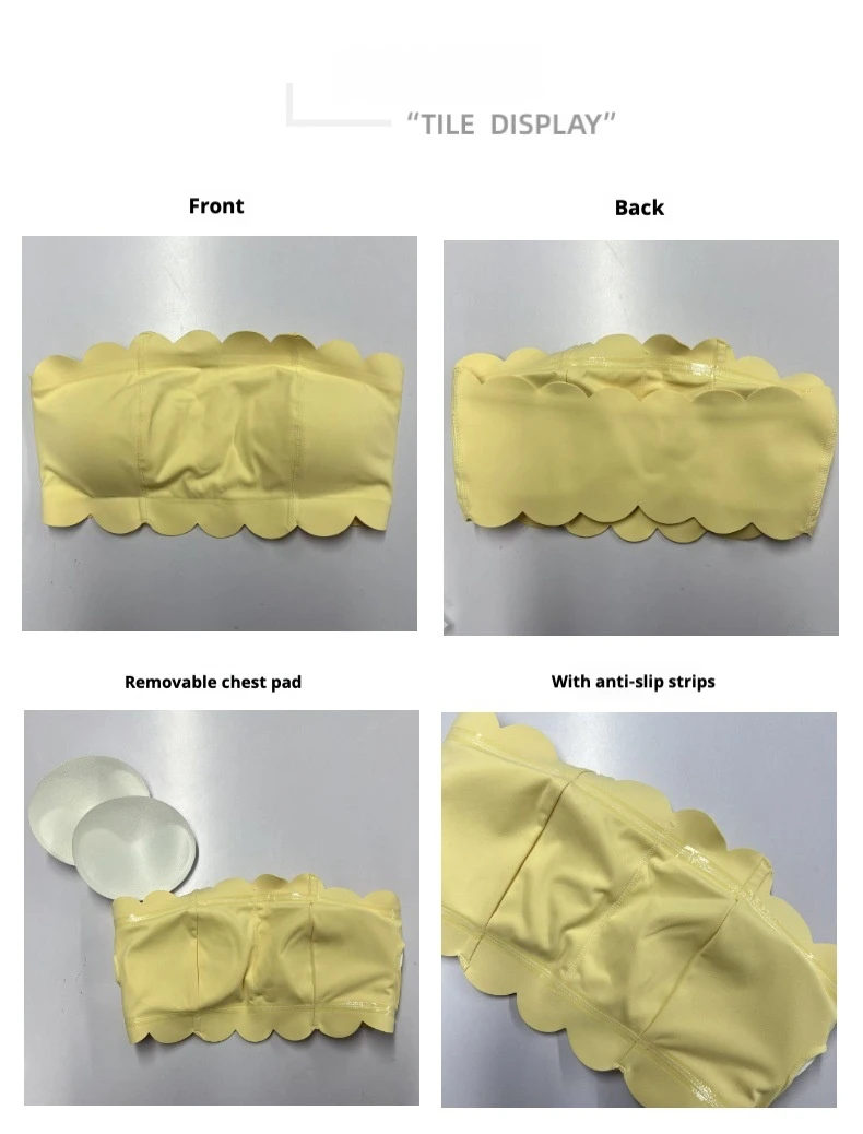 FUBEIKE Lace Tube Top Vest Non-Slip With Chest Pad Shockproof Yoga Bra Tops Outerwear Nude Feel Pilates Workout Clothes