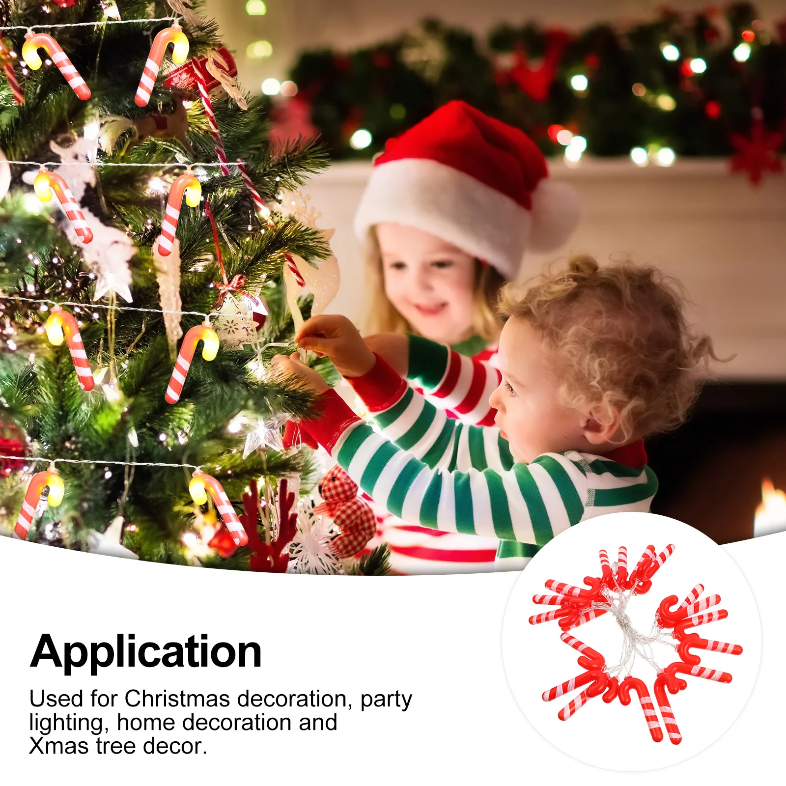 1 set 1 Set Led Decoration Light String Candy Cane Shape Festive Lamp For Christmas Party Indoor Outdoor Use