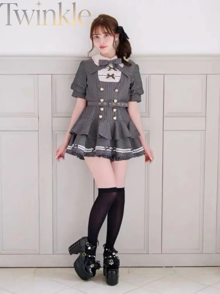Kawaii Lolita Dress Women Japanese Sweet Princess Birthday Party Two Piece Set Shorts Outfit