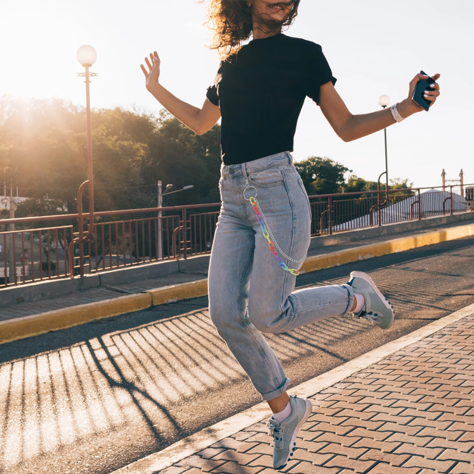 

1pc Rainbow ing Waist Chic Clothes Decor Pant Chain For Women Colorful Fashion Accessory Stylish Jeans Hardware Ornament