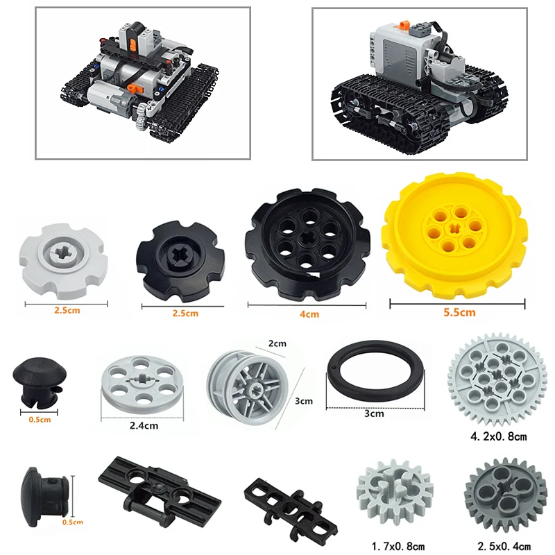 Technical Parts Tank Track Bulk Chain Link Gear Tread Building Bricks Compatible With 53992 88323 3873 3711 Assembles Particles