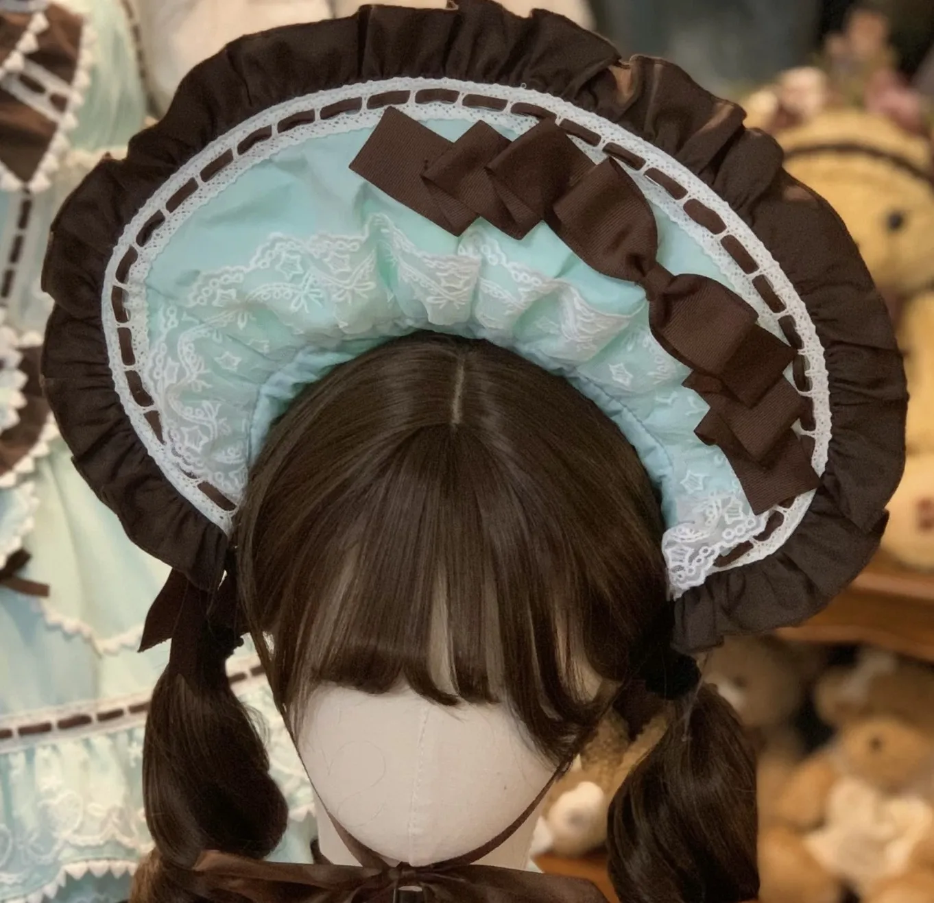 Zoete schattige snoepkleurige mintchocolade Lolita Kawaii taartjurk JSK strik kant dames plus size jarreteljurk