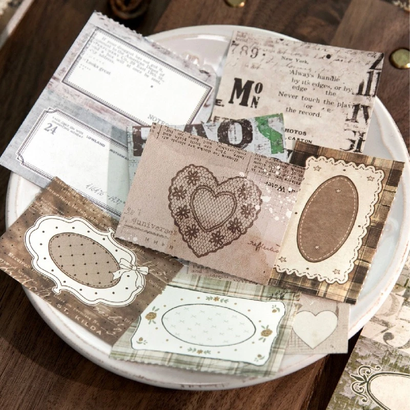 Vintage Baroque Lace Flower Border Landscape Memo Pad Creative DIY Junk Journal Material Collage Scrapbooking Stationery