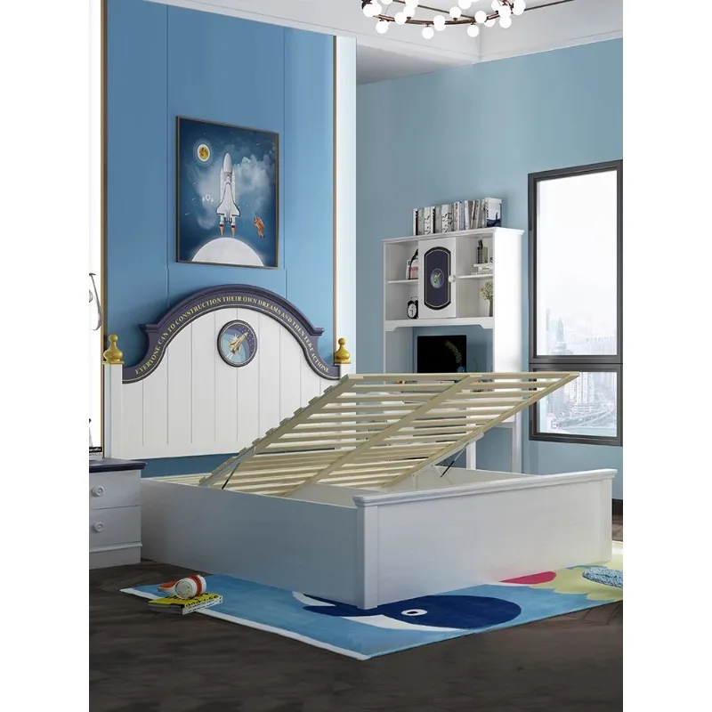 Kinderbed Jongen Eenpersoonsbed Modern Eenvoudig Jeugd Massief Houten Bed 1.2M 1.5M Kinderkamermeubilair