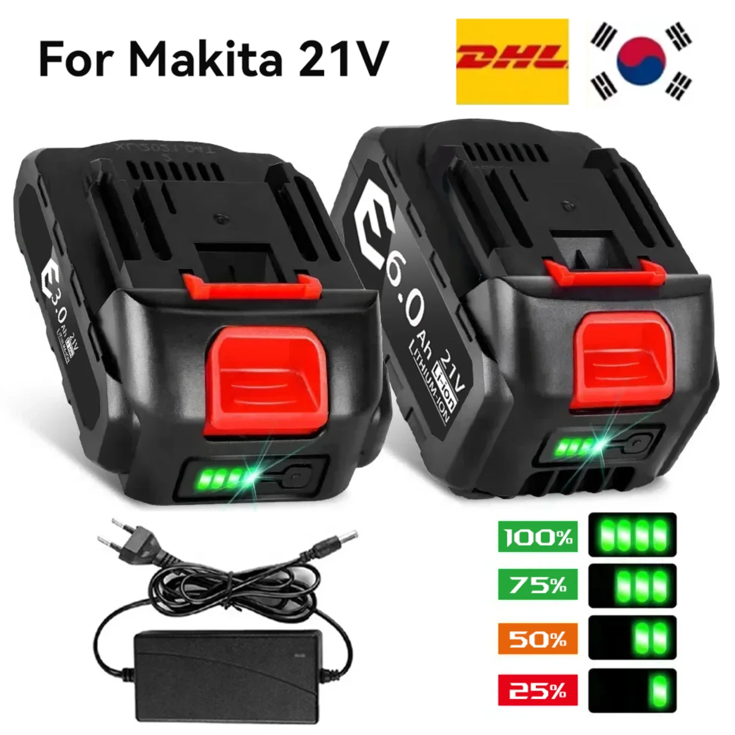 

Makita 21V 6000mAh Battery 5S2P 18650 Cells Overload Protection Fast Charging Compatible with Drill/Screwdriver Safety Certified