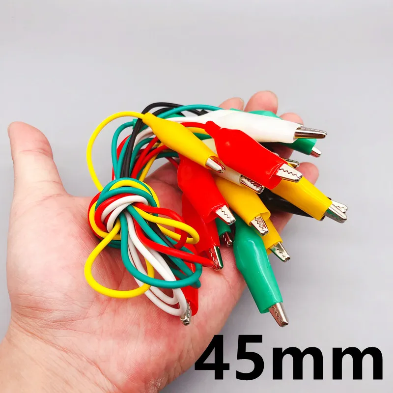 10pcs color belt wire alligator clip electronic DIY sheath electric clip double-headed test clip power supply test lead cable