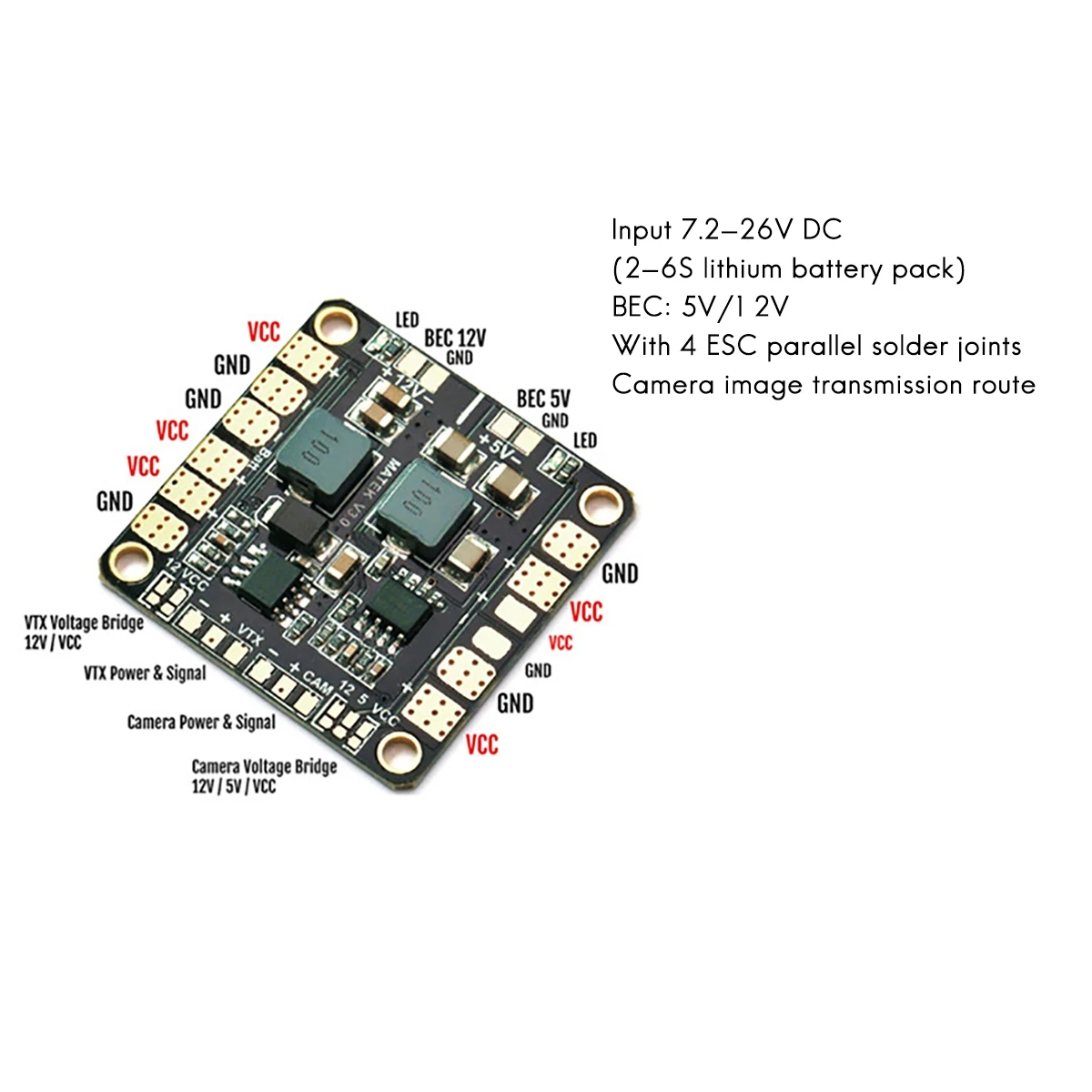 Mini Power Hub Power Distribution Board PDB with BEC 5V & 12V for FPV QAV250 ZMR250 Multicopter Quadcopter