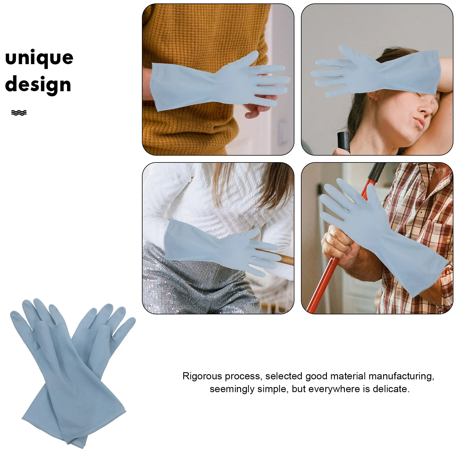 

3pcs Reusable Waterproof Dishwashing Long Kitchen Cleaning Gloves For Household Hand Protection Washing Dishes Gloves