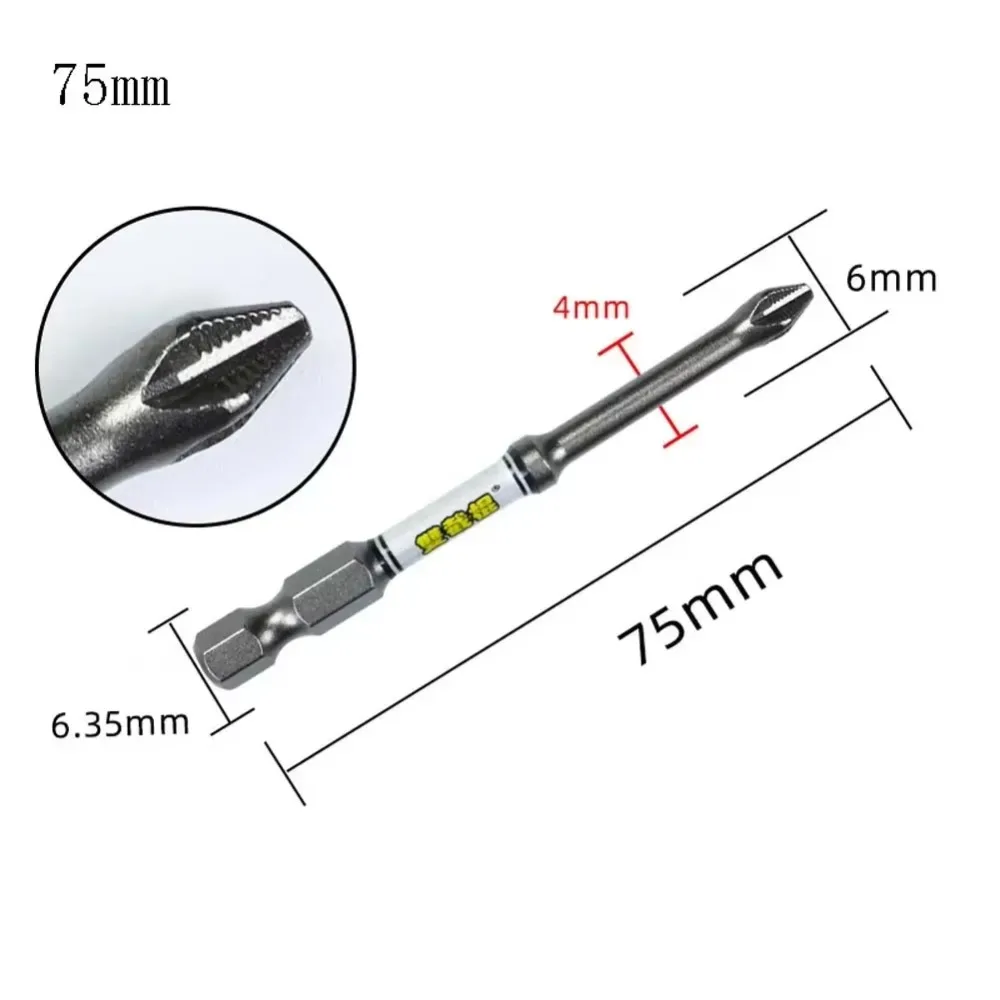 Non-slip Impact Phillips Screwdriver Bit Wear-resistant Hex Shank Screwdriver Batch Head Impact Resistant 50-150mm Driver Bit