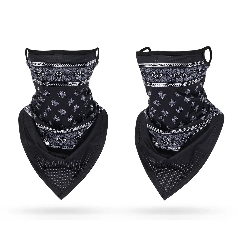 Máscara bandana multifuncional para homens e mulheres, protetor facial ao ar livre, preto e branco, bandana de paisley esportiva, gola para pescoço