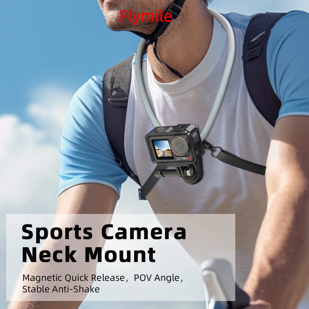 Flymile Nackenhalterung für DJI Action 5/Gopro 13/Insta360 Kamera/Telefon-Halshalterung für Videoaufzeichnung im Innen- und Außenbereich, POV Vlog – Detail 1