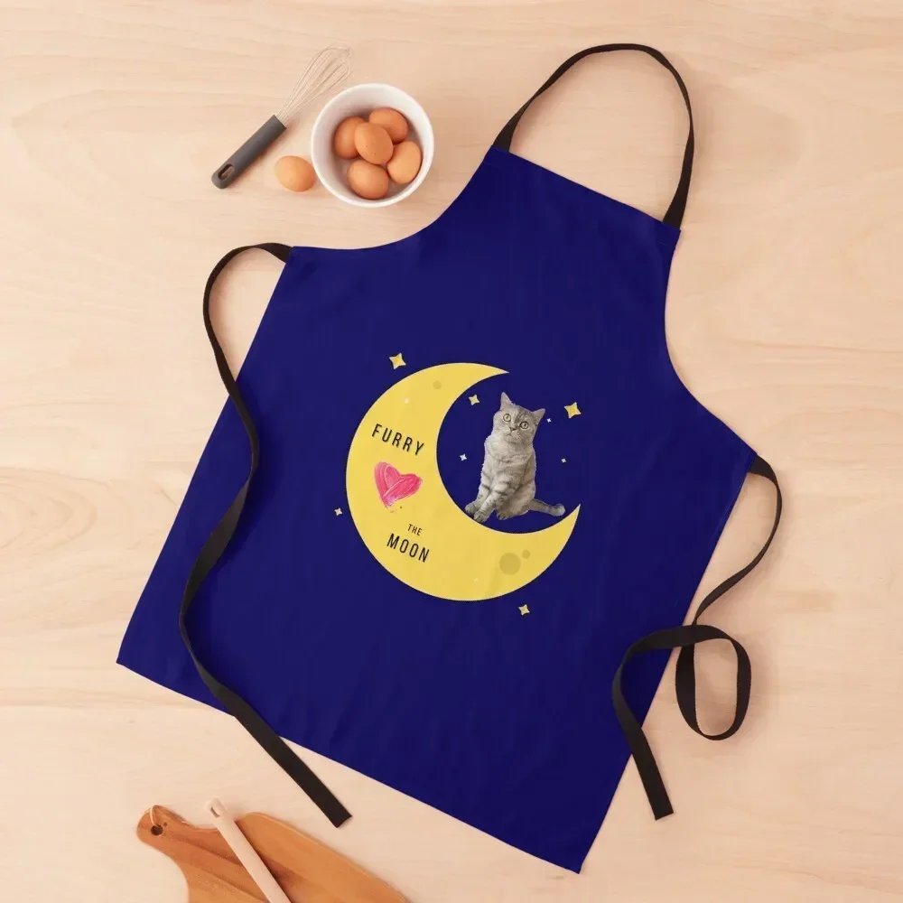 Juboo Queen - Furry Love The Moon Apron Costume Waiter Kitchen Supplies Idea Goods Men'ss Kitchen Special Accessories Apron