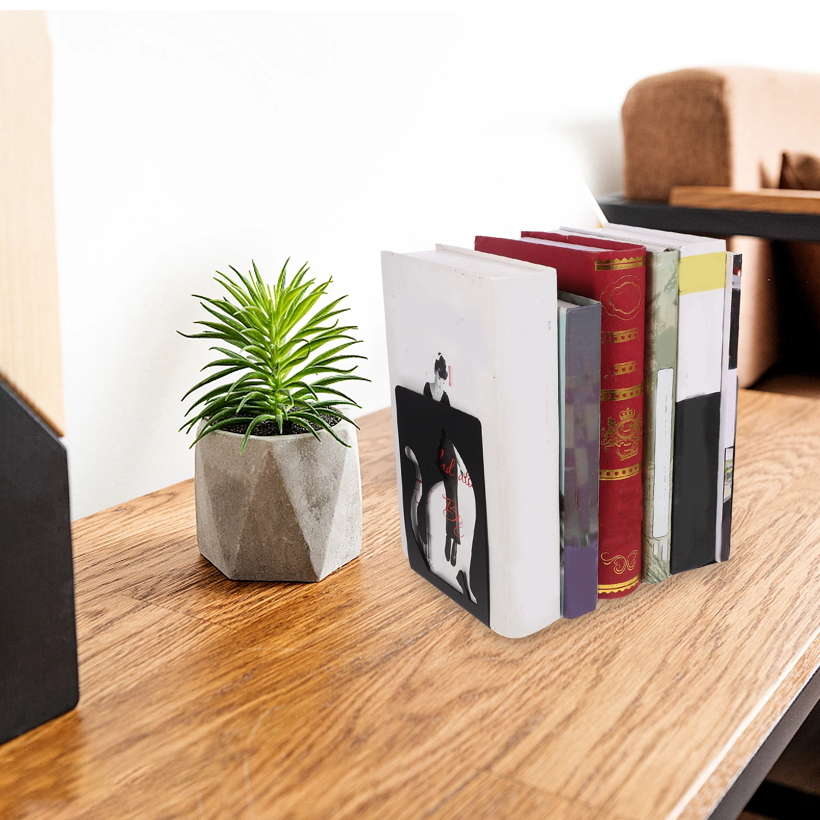 

2pcs Metal Cat Bookends Heavy Books Shelf Holders Decorative Study for Shelves Vintage Ventilation Student