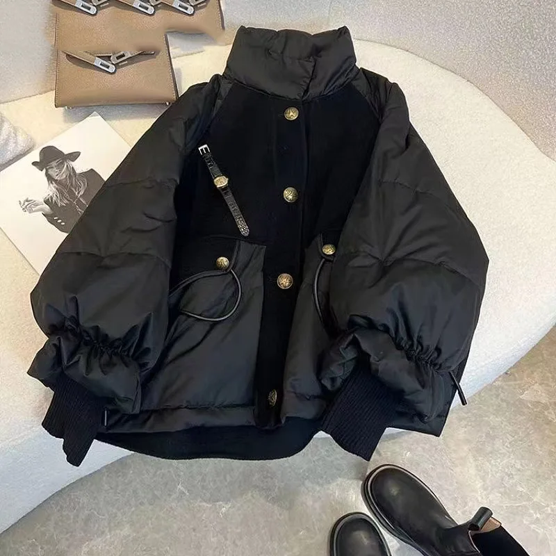 2024 New Winter Large Size Parka Cotton Down Jacket High-Quality Thick Patchwork Jacket Black Zipper Coat Women