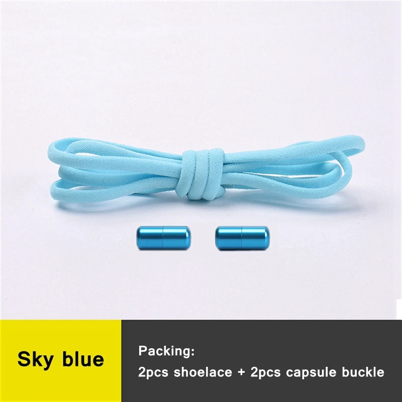 21 kleuren Geen stropdas schoenveters voor sneakers Elastische veters Ronde metalen slot Luie schoenveter 1 seconde snel aan en uit unisex