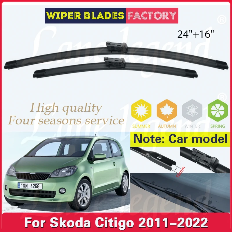 

Car Wiper Front Wiper Blades 24"+16" For SKODA Citigo 2011 - 2022 Front Windscreen Wipers Auto Accessories 2018 2019 2020 2021