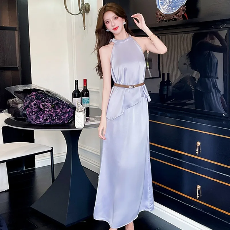 

Fashionable Asymmetric Long Skirt Set Summer 2026 Women's Two-Piece Suit Elegant Personality Short Sleeve One-Shoulder Fit Ho...