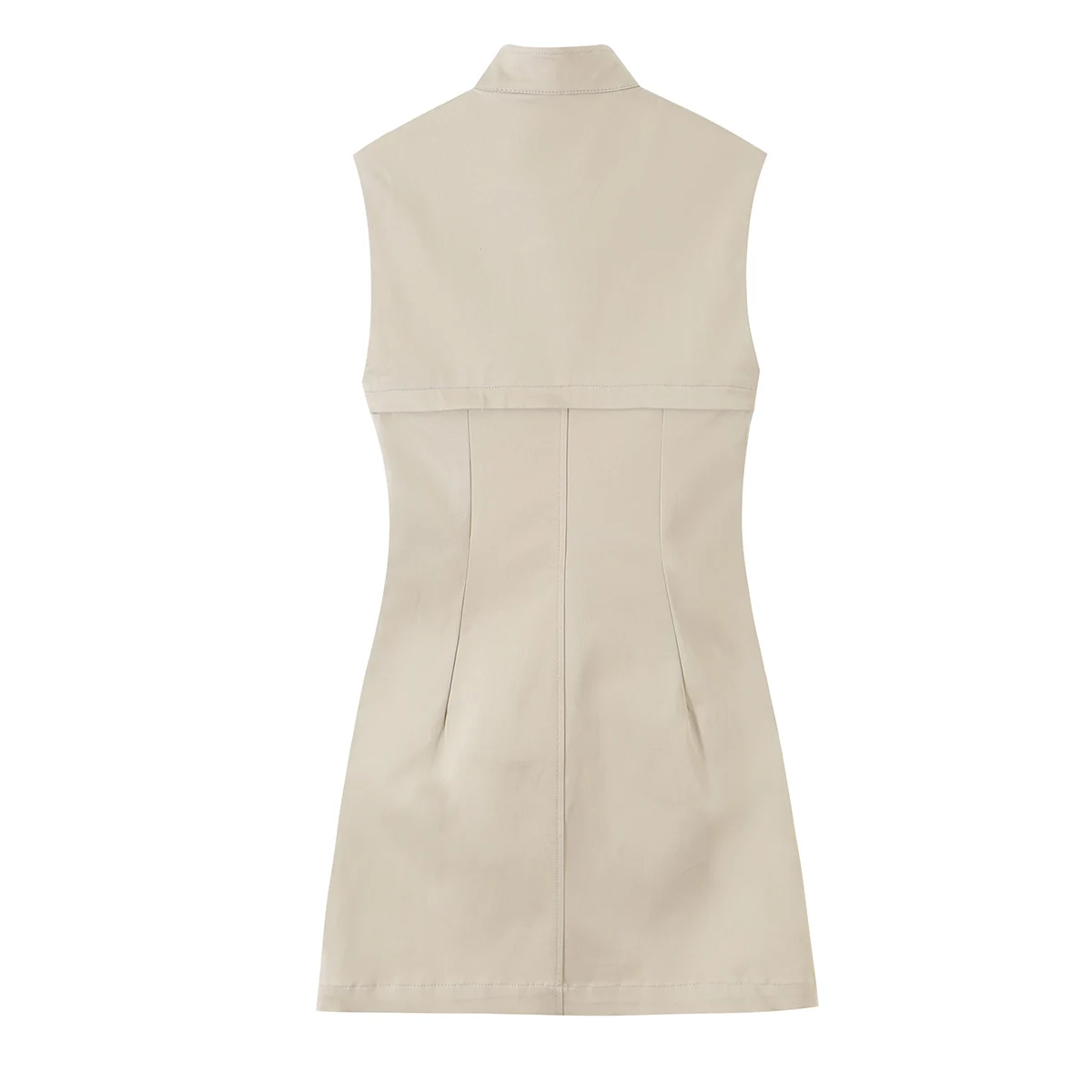 KONDALA Damen Elegantes Schickes Minikleid mit Hohlnacken, Lässige Knöpfe, Taschen, Schlankes Kleid, Trendiges Ärmelloses Kleid für den Herbst 2026 – Detail 4