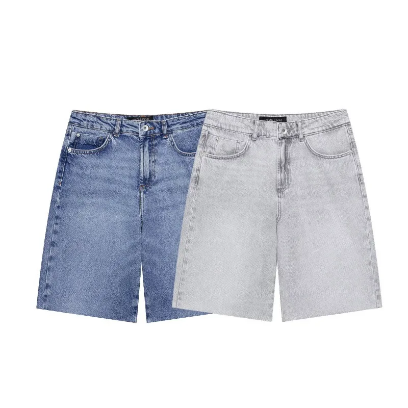 

Withered Women's Clothing 2026 Summer New Product Commuting Versatile Mid Waist Straight Leg Denim Casual Shorts
