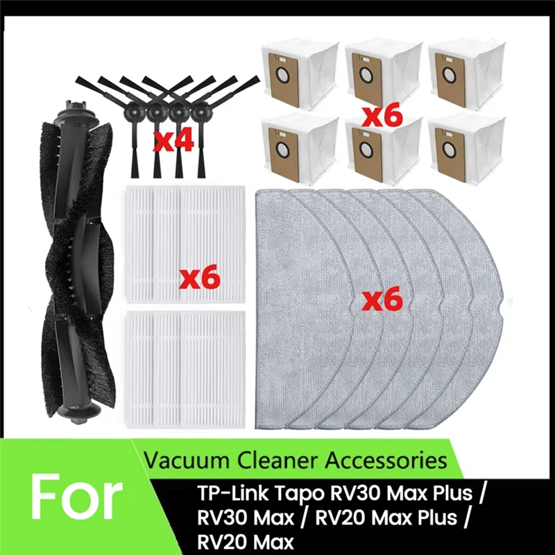 ชุดอุปกรณ์เสริม ABGP-23PCS สำหรับเครื่องดูดฝุ่น TP-Link Tapo RV30 Max Plus/ RV30 Max/ RV20 Max Plus / RV20 Max ประกอบด้วยแผ่นกรอง HEPA แปรงข้าง และอุปกรณ์ถูพื้น