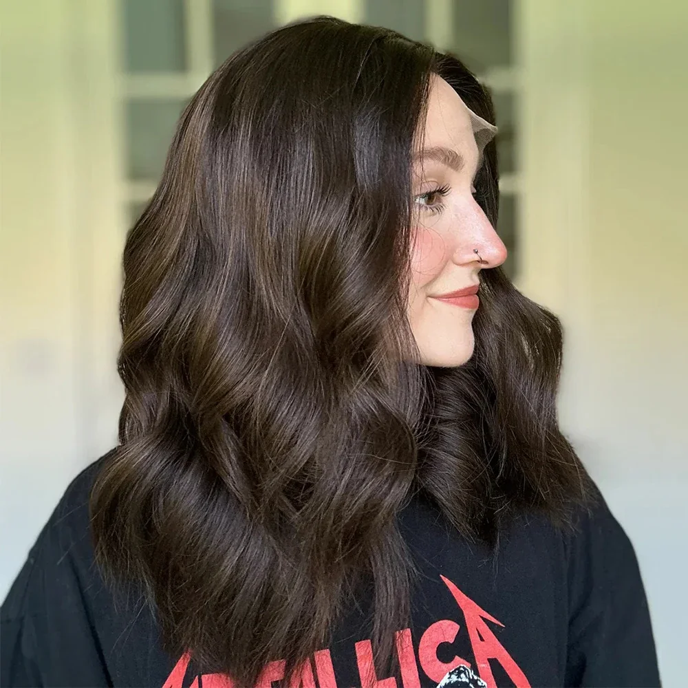 Highlight Brown Glueless Soft  26“ Wave 5x5 Silk Base Jewish Human Hair Wig Baby Hair HD Lace European Hair Preplucked Daily image 4