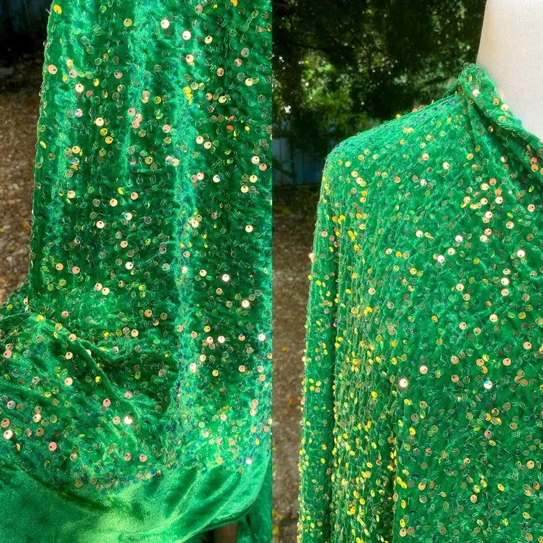 

Бархатная эластичная ткань, трехмерная 5 мм ткань с вышивкой блестками, пенопластовые бусины, модная одежда для выступлений, байковая ткань