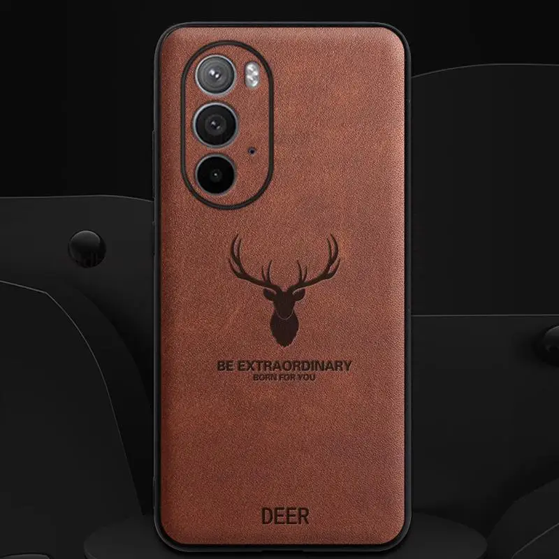 Fundas para Motorola Edge X30 S30 Funda de teléfono de cuero de alce para Moto Edge X30 Funda protectora de lente de cabeza de ciervo para Moto Edge S30 Funda