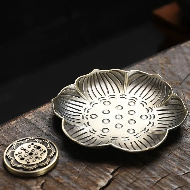 Pflaumenblüten-Metall-Räucherstäbchenhalter Blumenförmiger Sandelholz-Räucherstäbchenhalter Handwerkskunst-Ornament für Yoga, Meditation und Heimdekoration – Detail 6